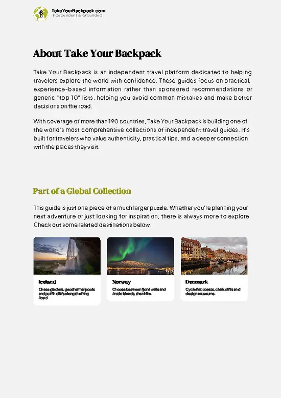 example page 1 from our offline Travel Guide for Faroe Islands